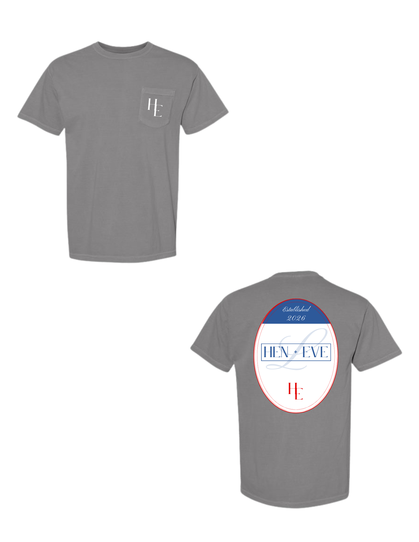 Hen + Eve Established Emblem Comfort Colors Pocket Tee