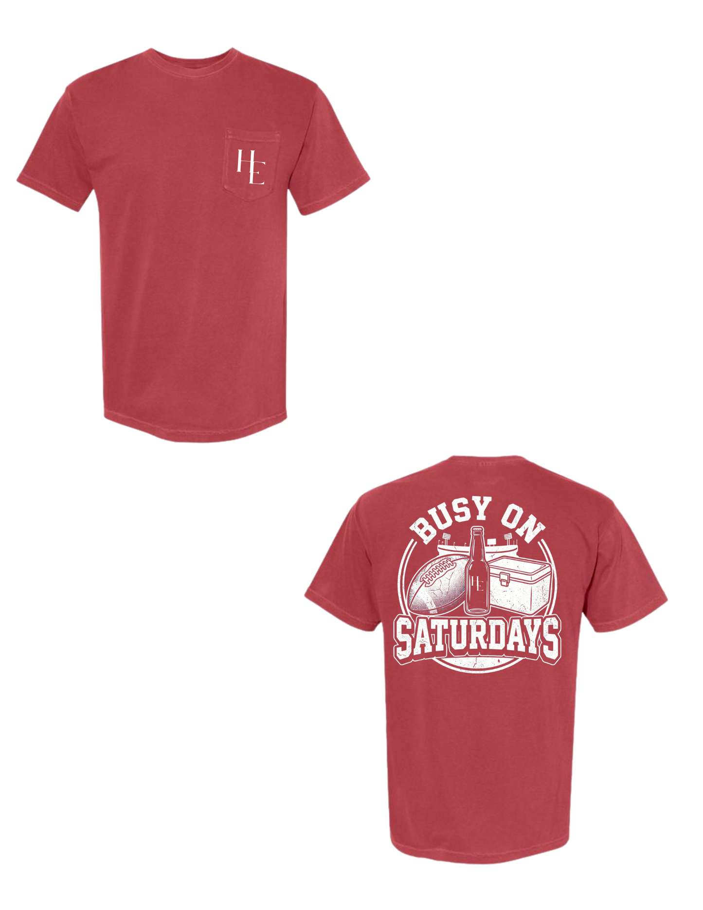 Hen + Eve Busy on Saturdays Comfort Colors Pocket Tee