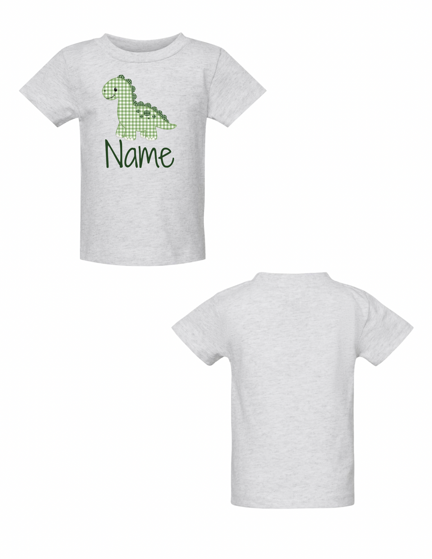 Infant/Toddler Gingham Dino Name Tee/Onesie