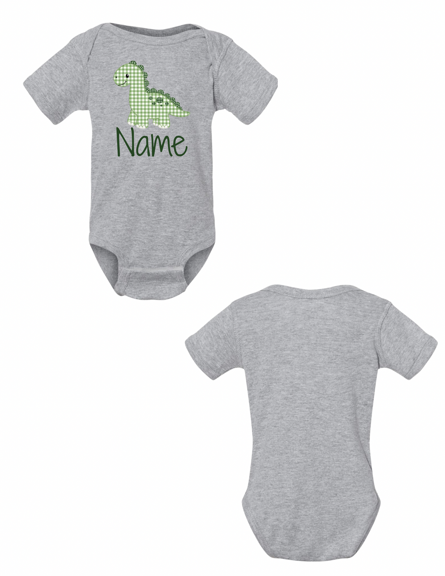 Infant/Toddler Gingham Dino Name Tee/Onesie