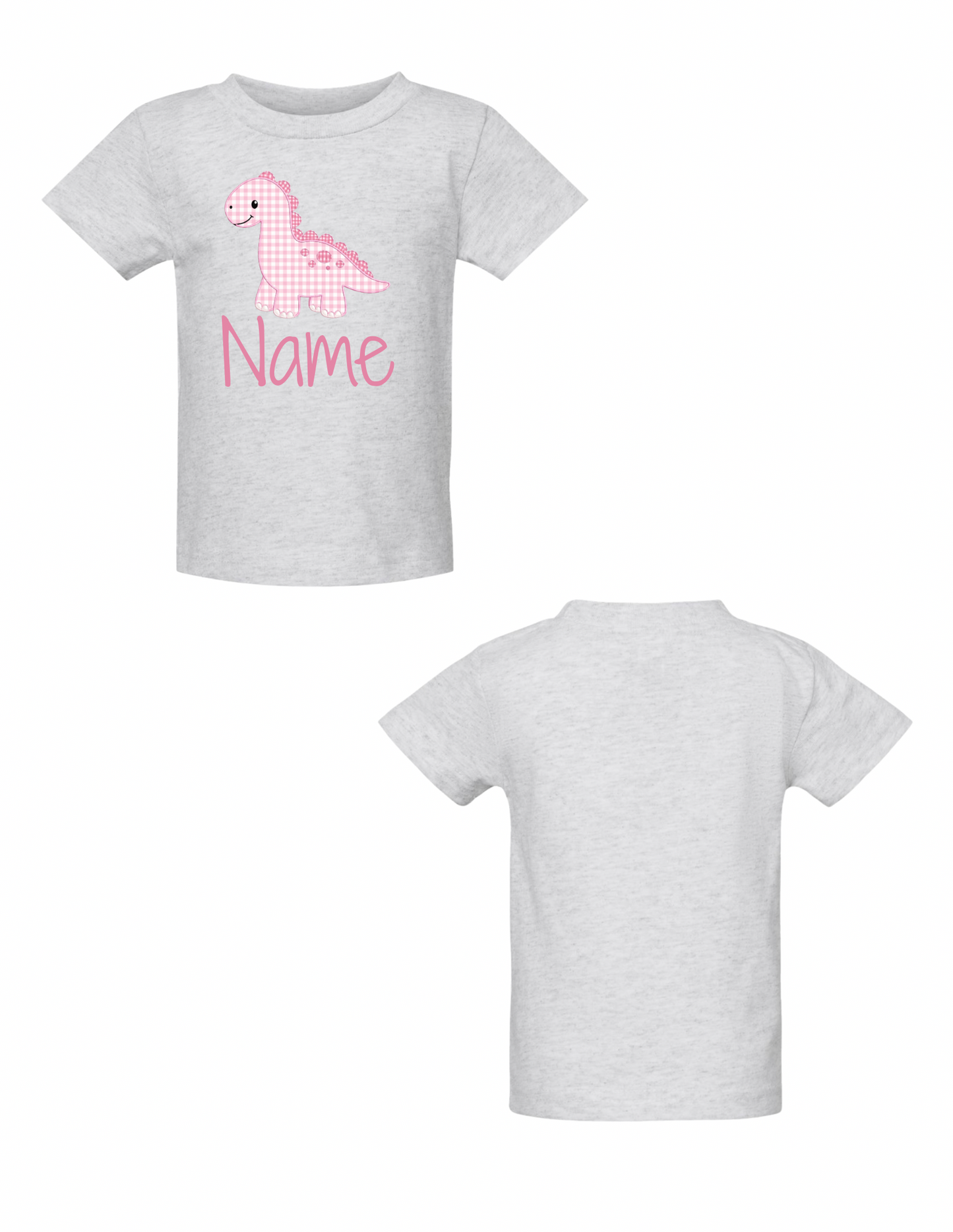 Infant/Toddler Gingham Dino Name Tee/Onesie