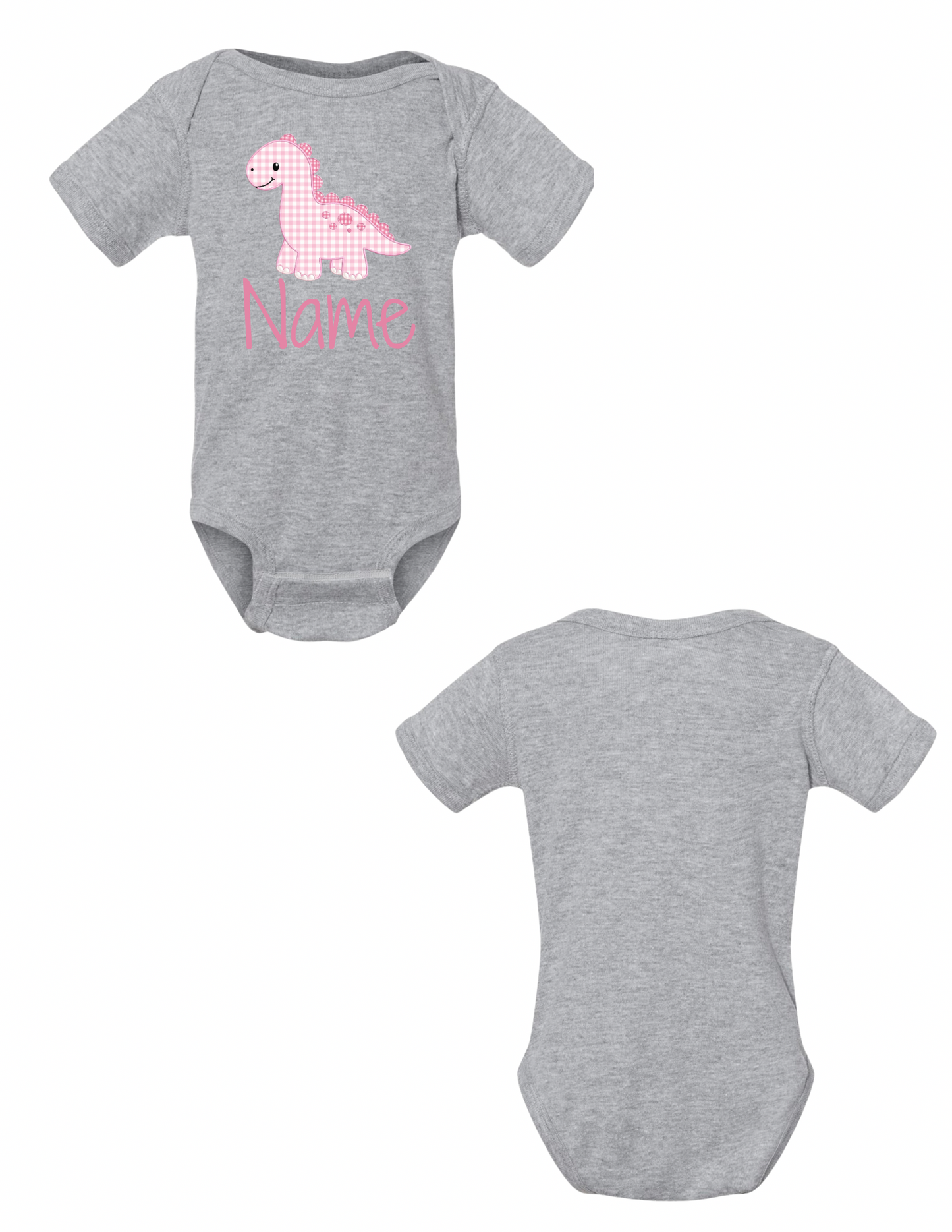 Infant/Toddler Gingham Dino Name Tee/Onesie