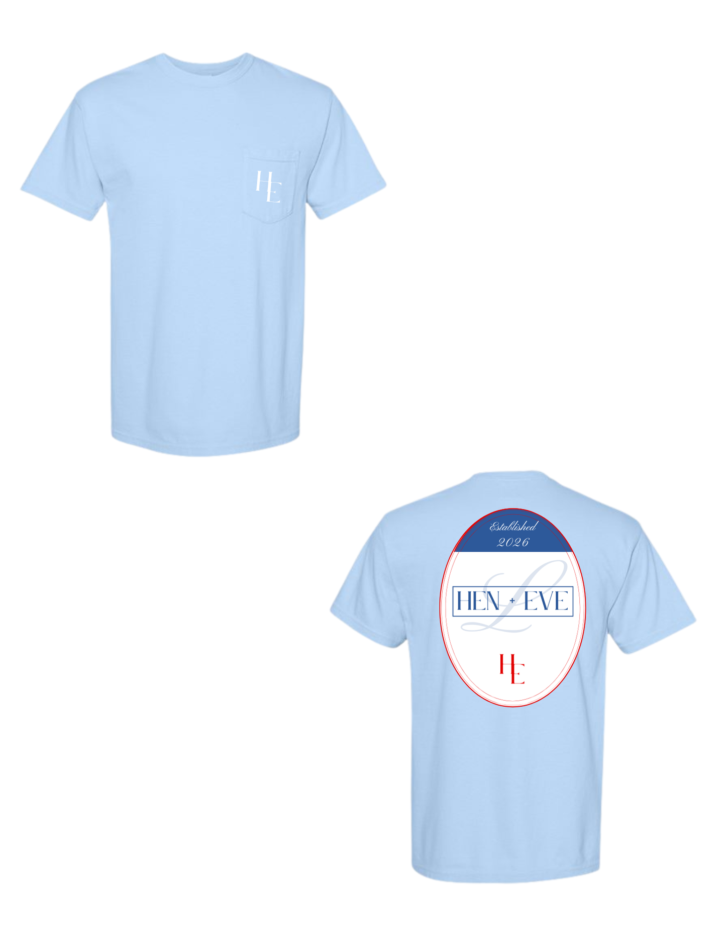 Hen + Eve Established Emblem Comfort Colors Pocket Tee