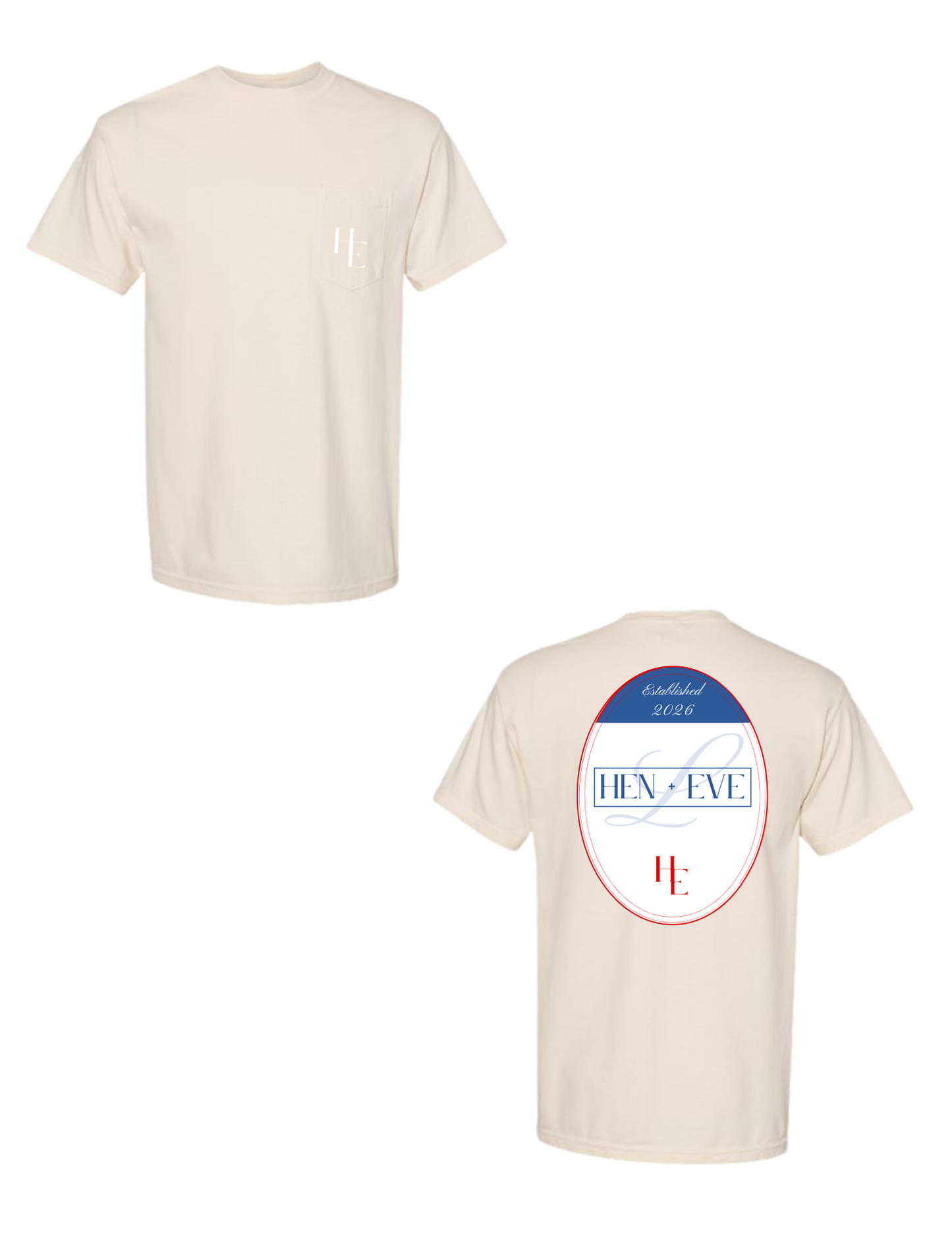 Hen + Eve Established Emblem Comfort Colors Pocket Tee